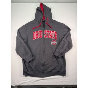 Ohio State Buckeyes Colosseum Hoodie Mens Large Charcoal Full Zip Sweatshirt 1XT